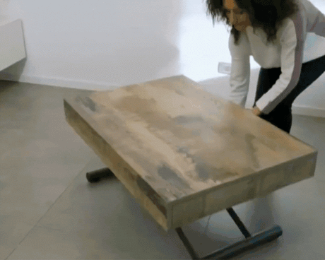ouverture d'une table basse extensible relevable
