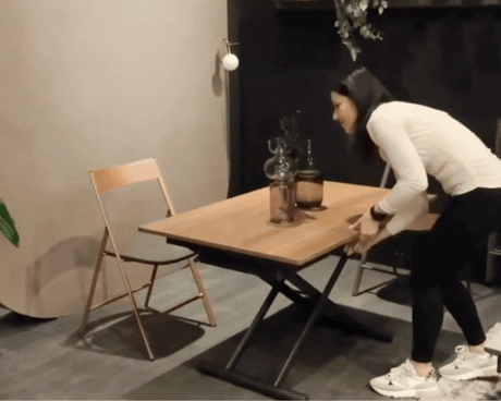 ouverture d'une Table basse relevable extensible transformable
