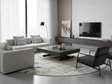 table basse grise ardoise marbre relevable extensible ouverte en ambiancetable basse grise ardoise marbre relevable extensible en ambiance salon