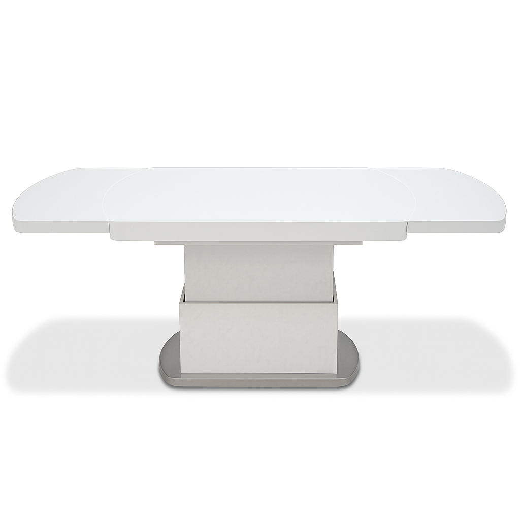 table basse relevable et extensible blanche en position ouverte - Souffle d'intérieur