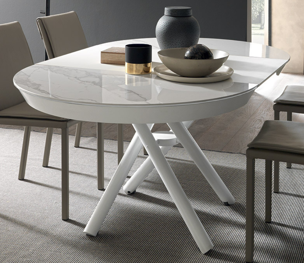 Table basse : blanche, plateau relevable, transformable et extensible -  Souffle D'intérieur