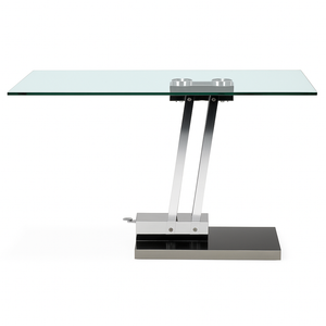 Table basse relevable en verre trempé transparent design italien Bea en position ouverte – Souffle d’Intérieur