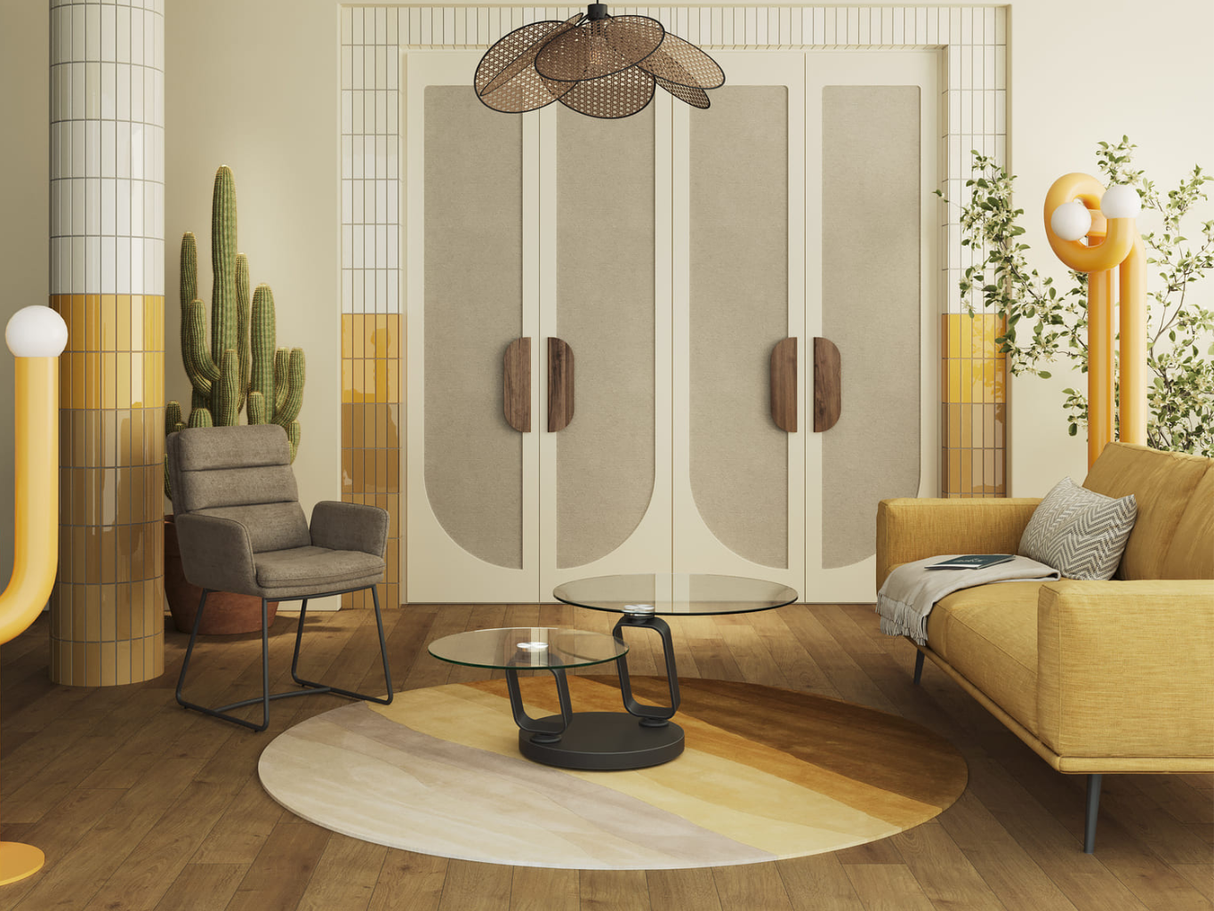 Swivel glass coffee table 75x75cm - Adrien