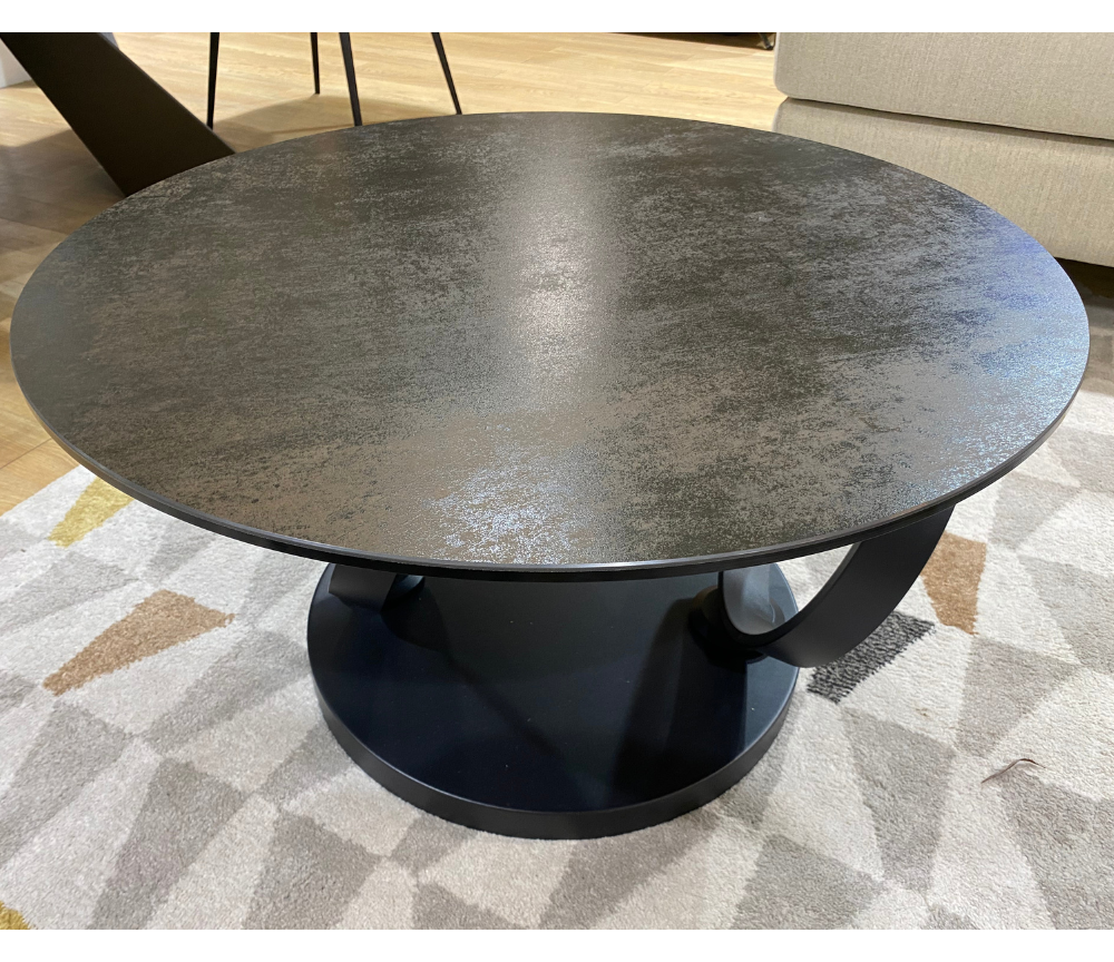 Table basse ronde céramique acier pivotante moderne - Rosy