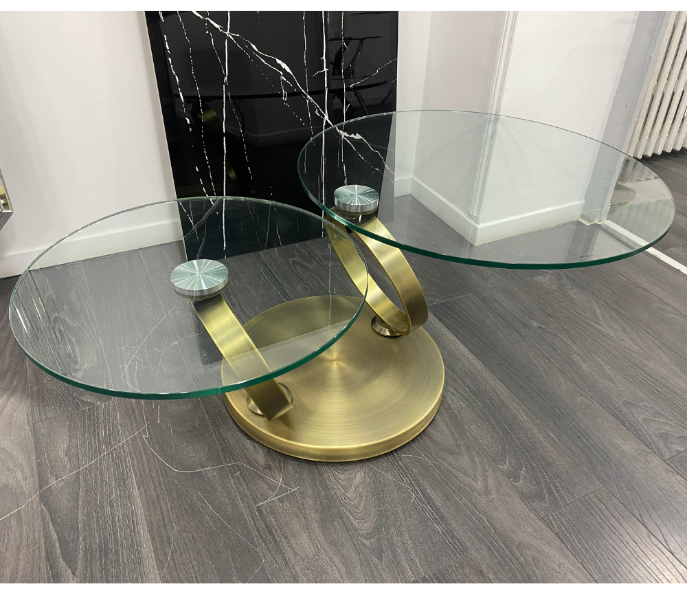 table basse en verre design ronde pieds métal - Souffle d'intérieur - Akante