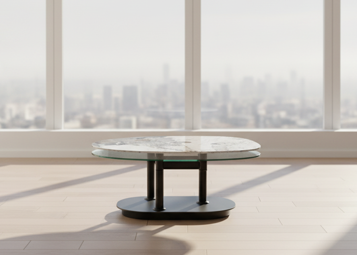 Table basse verre céramique pivotante - Oletta