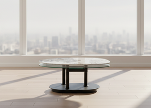 Table basse verre céramique pivotante - Oletta