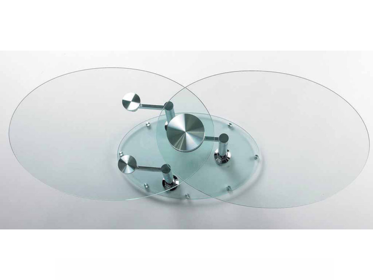 Daniela table basse ovale verre chrome pivotante – vue en situation salon