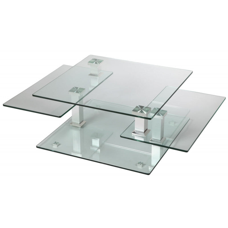 Table basse carré en verre pivotante - Moni