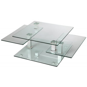 Table basse carré en verre pivotante - Moni
