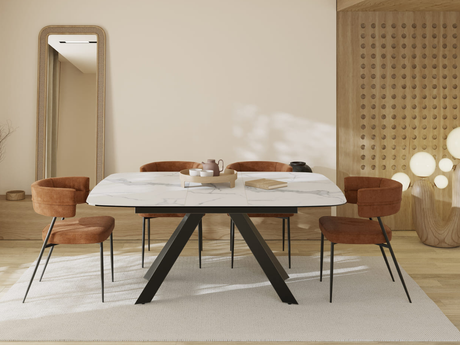 Table carrée extensible en céramique Mex ouverte à 175 cm pour 8 personnes