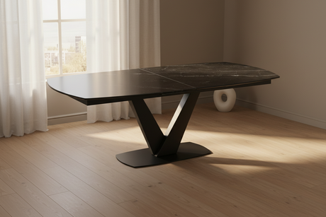 table ceramique extensible marbre akante ovale Columbiana