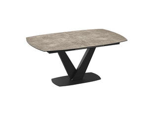 Table céramique extensible de salle a manger effet argile pieds noir - Akante - Souffle d'intérieur