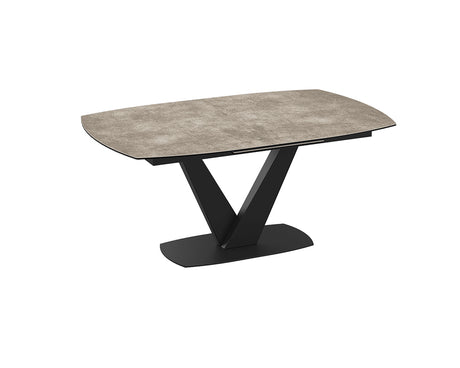 Table céramique extensible de salle a manger effet argile pieds noir - Akante - Souffle d'intérieur