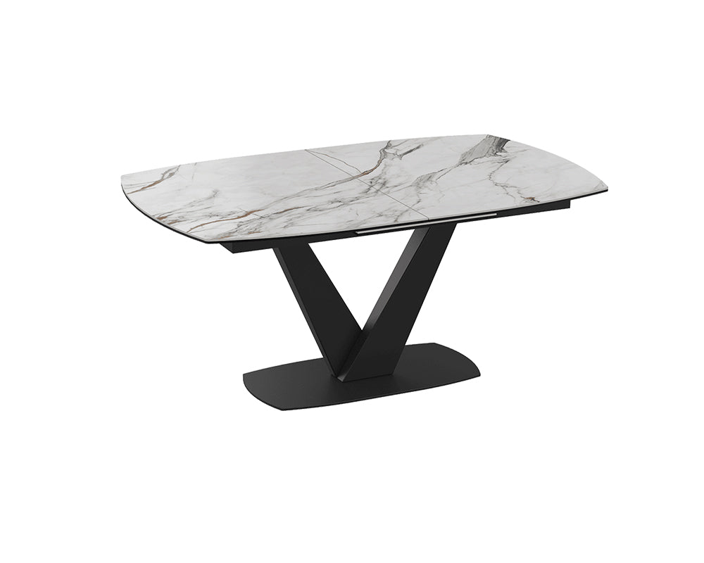 Table céramique extensible de salle a manger fiore pieds noir - Akante - Souffle d'intérieur