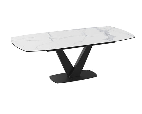 Table céramique extensible de salle a manger blanche pieds noir - Akante - Souffle d'intérieur