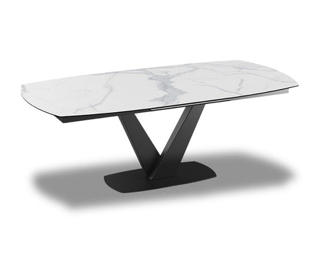 Table céramique extensible de salle a manger blanche pieds noir - Akante - Souffle d'intérieur