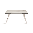 Table céramique extensible blanche 4 pieds sur fond blanc