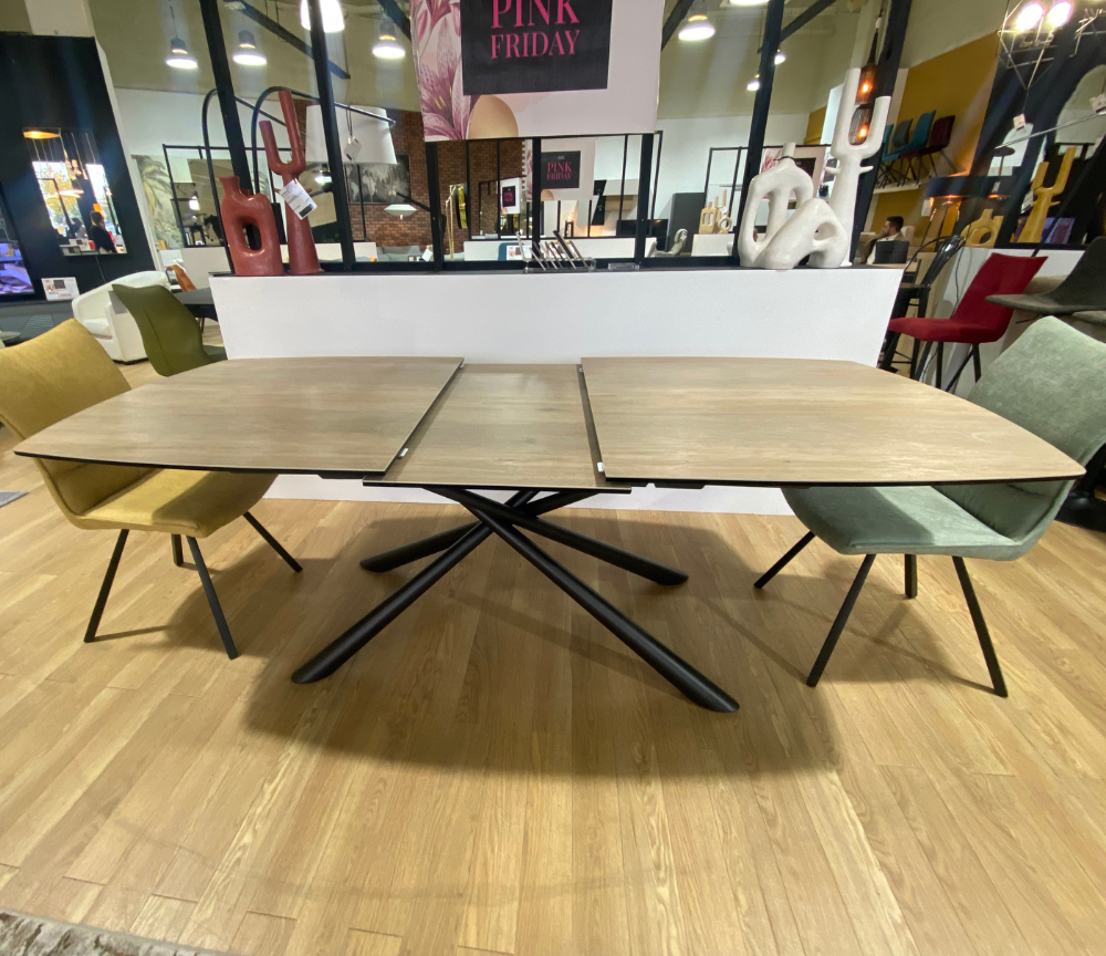 Table a manger céramique bois chêne extensible L180 cm - Lucas