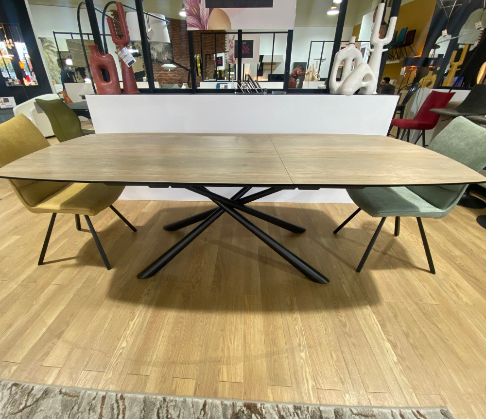 Table a manger céramique bois chêne extensible L180 cm - Lucas