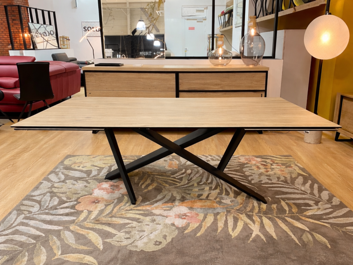 Table ceramique extensible effet bois italienne pied central - Souffle d'intérieur Magasin de meubles à Yerres - Lievens