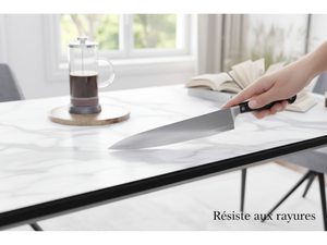 Table à manger céramique effet marbre blanc - Valenciana