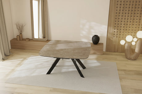 Table carré extensible plateau céramique effet argile - Akante - Souffle d'intérieur