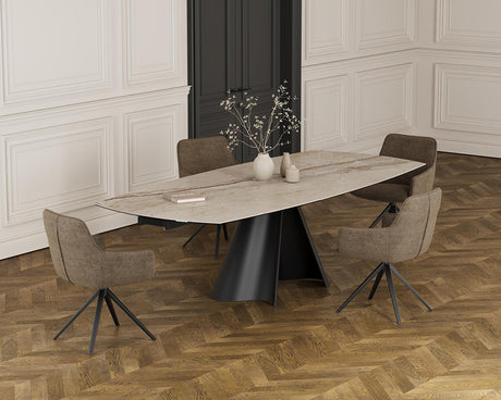 Table Atlas en situation – salle à manger – plateau marbre breccia