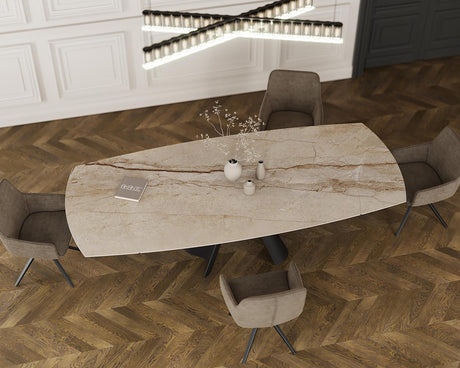 Table en céramique extensible – Atlas – vue ambiance - plateau marbre breccia