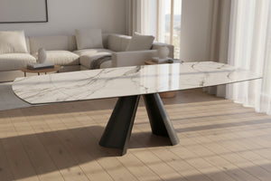 Atlas céramique extensible 6 mm – format 190→270 cm ouvert, finition Marbre Fiorentino brillant