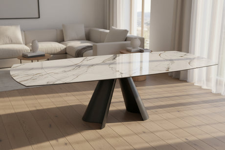 Table à manger Atlas – plateau ouvert 190 à 270 – céramique brillante marbre florentino