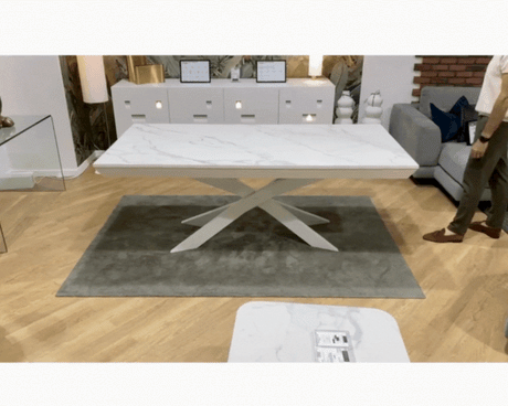 grande table extensible céramique marbre blanc - Souffle d'intérieur