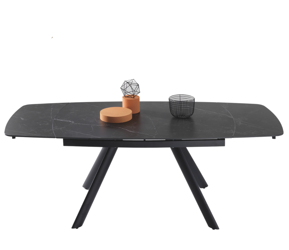 Table céramique noir marbré extensible de repas pieds métal - Terenceta