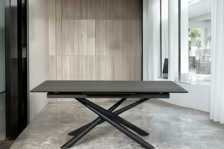 Barbara table céramique extensible – configuration fermée 180 cm, vue de face - lievens