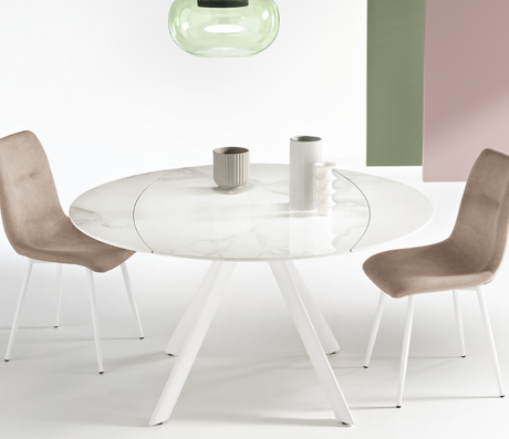 table de salle à manger extensible marbre blanche - Souffle d'intérieur