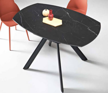 table de salle à manger extensible marbre noir - Souffle d'intérieur