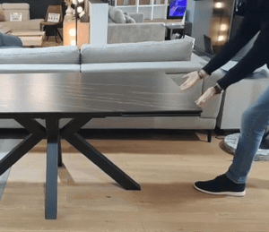 Table ceramique marbre extensible design pieds central métal - Souffle d'intérieur