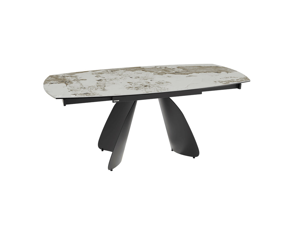 Table céramique extensible Modena – plateau ouvert 120 à 180 – marbre calcatta