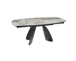 Table céramique extensible Modena – plateau ouvert 120 à 180 – marbre calcatta
