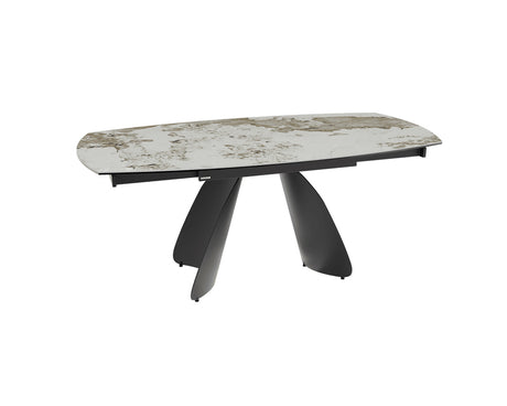 Table céramique extensible Modena – plateau ouvert 120 à 180 – marbre calcatta