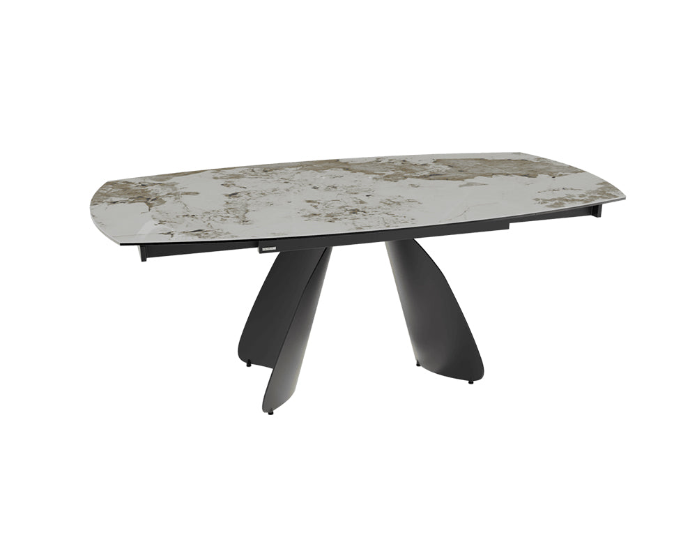 Table céramique extensible Modena – plateau ouvert 130 à 190 – marbre calcatta