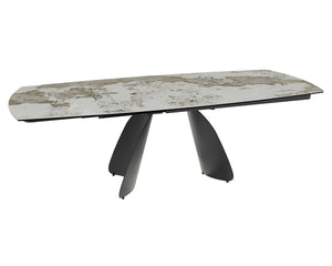 Table céramique extensible Modena – plateau ouvert 160 à 240 – marbre calcatta