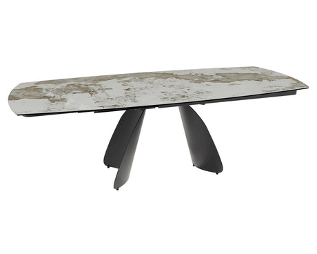 Table céramique extensible Modena – plateau ouvert 160 à 240 – marbre calcatta