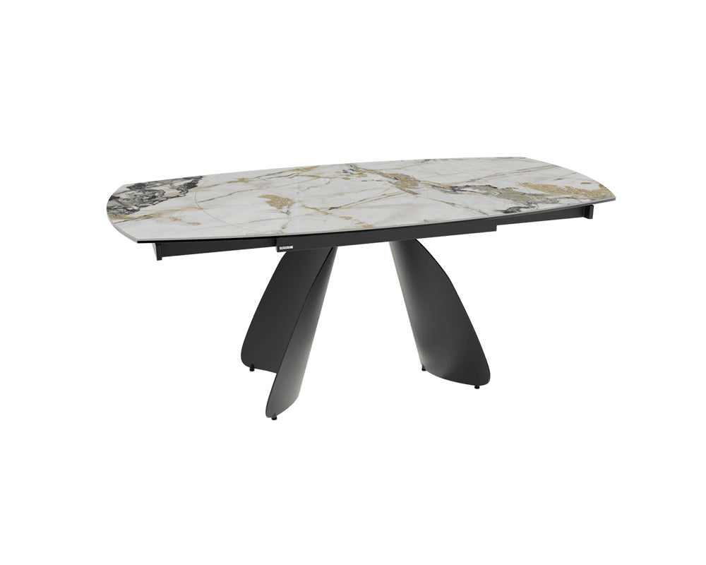 Table céramique extensible Modena – plateau ouvert 120 à 180 – marbre doro