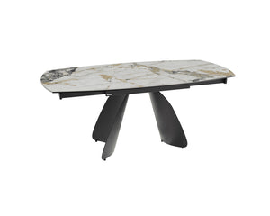 Table céramique extensible Modena – plateau ouvert 120 à 180 – marbre doro