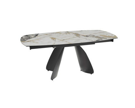 Table céramique extensible Modena – plateau ouvert 120 à 180 – marbre doro