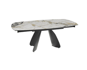 Table céramique extensible Modena – plateau ouvert 130 à 190 – marbre doro