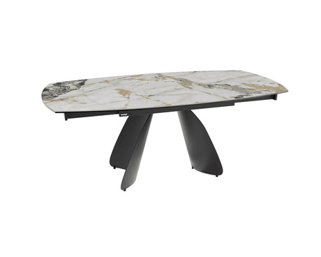 Table céramique extensible Modena – plateau ouvert 130 à 190 – marbre doro