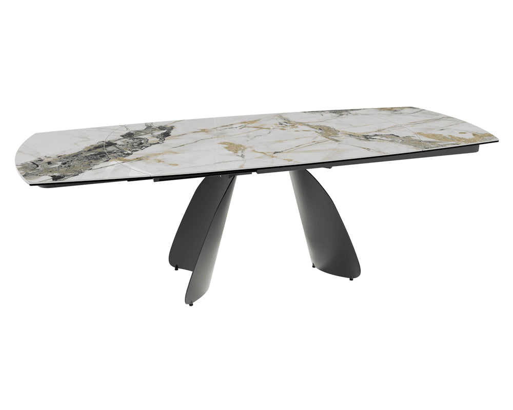 Table céramique extensible Modena – plateau ouvert 160 à 240 – marbre doro