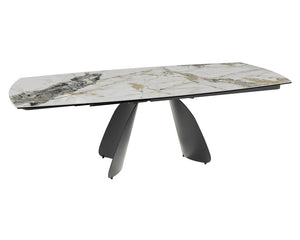 Table céramique extensible Modena – plateau ouvert 160 à 240 – marbre doro